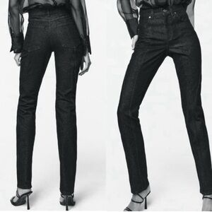 NWT ZARA The Panelled Slim Black Denim Pants Sz 40